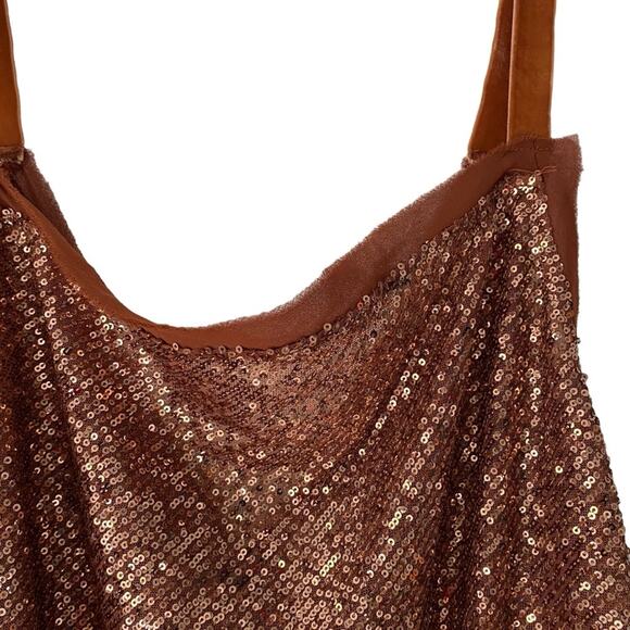 Free People NWOTS Shimmer & Shine Brown Sequin Bodysuit Top size large - Picture 5 of 11